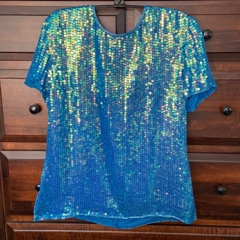 Woman's blue sequin top